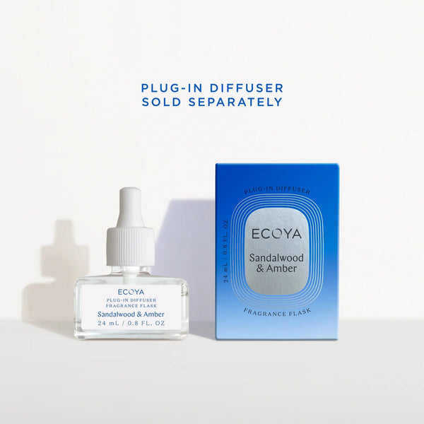 Ecoya Plug-In Diffuser Fragrance Flask | Sandalwood & Amber