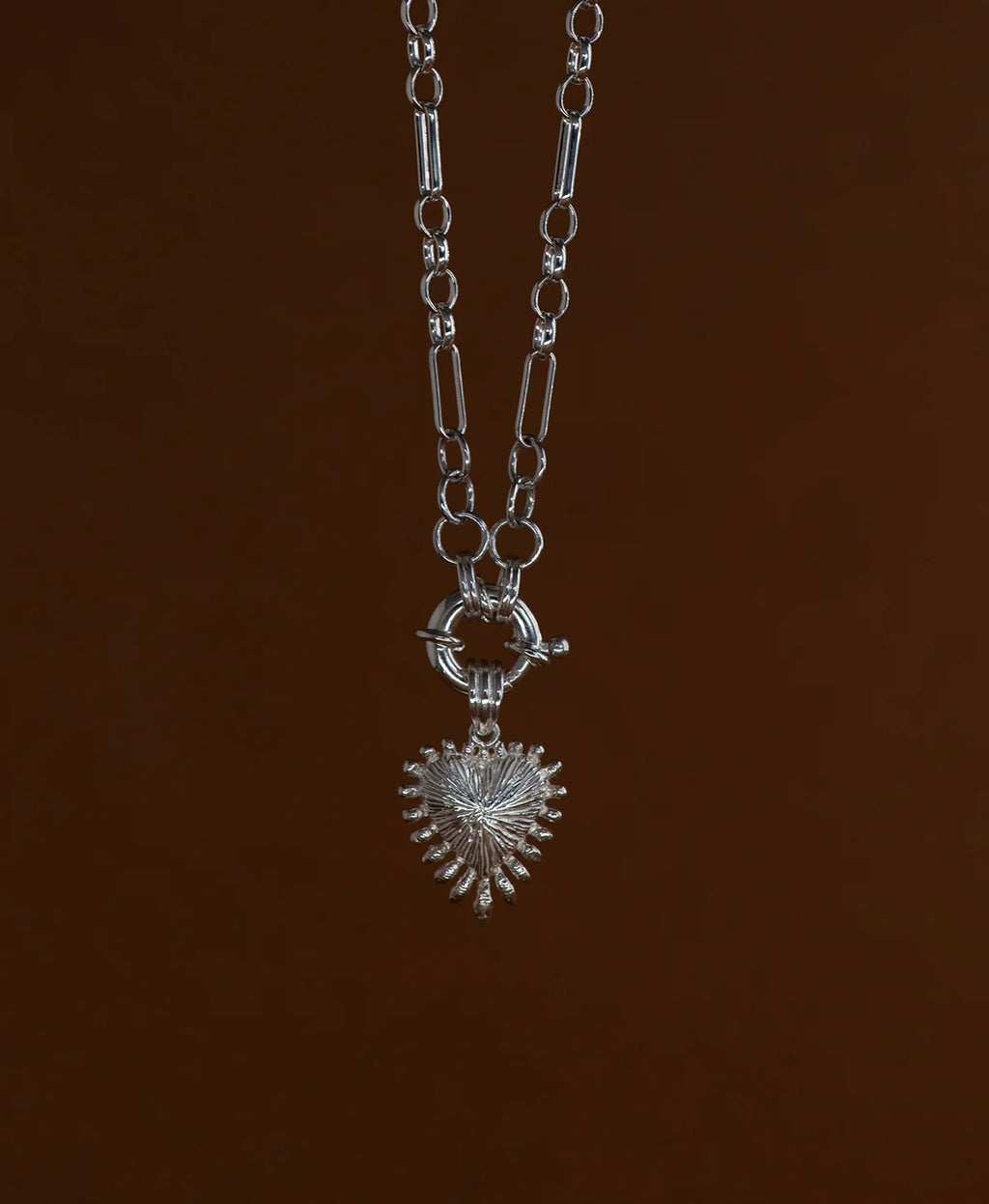 Heart Rays Charm | Sterling Silver