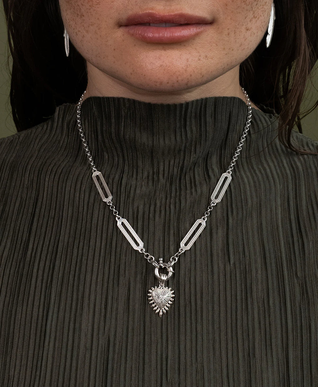 Heart Rays Charm | Sterling Silver