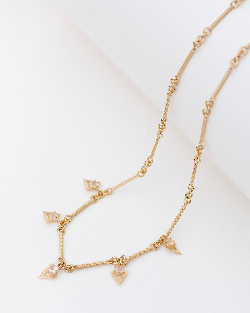 Hyacinth Necklace with Rose Quartz | 22k Gold Plate