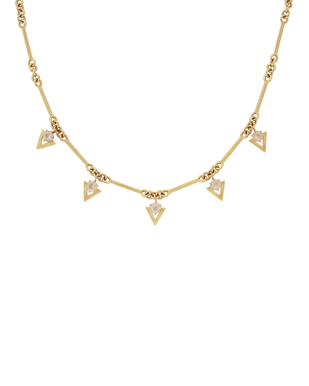 Hyacinth Necklace with Rose Quartz | 22k Gold Plate