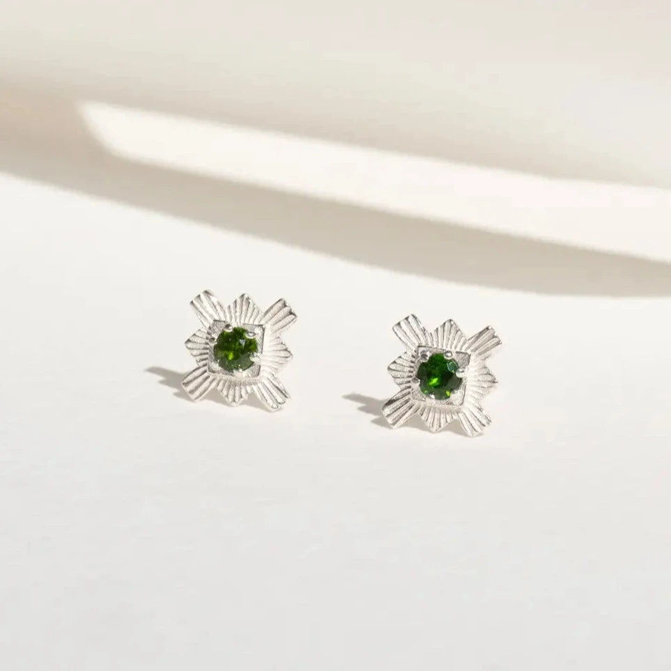 Inka Studs | 925 Sterling Silver | Chrome Diopside