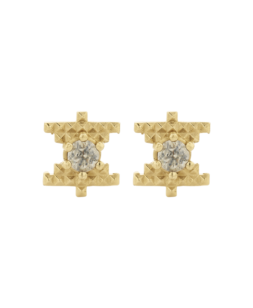 Inti Stud | 22K Gold Plate | Peach Zircon