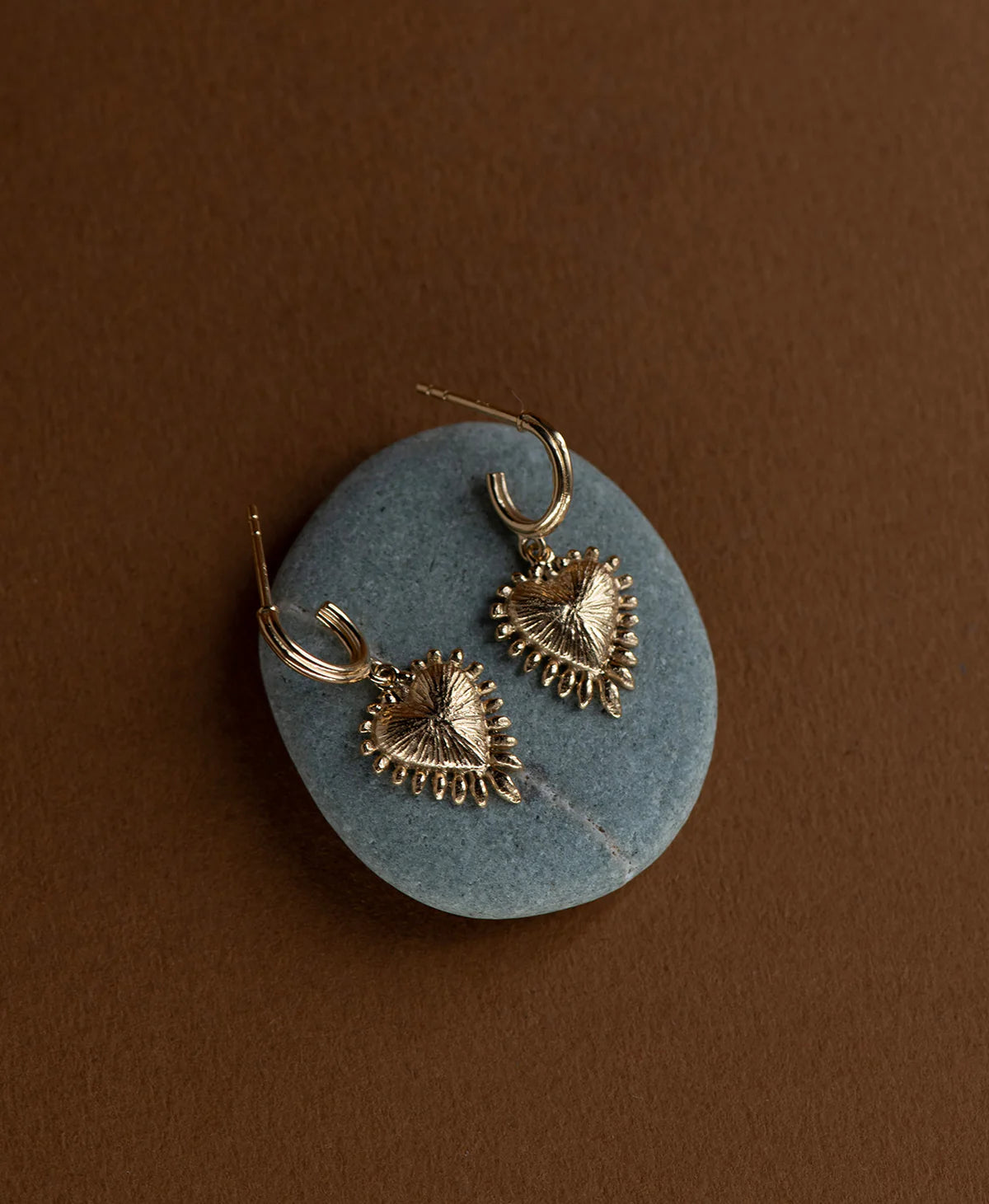 Mini Heart Rays Earrings | 22k Gold Vermeil
