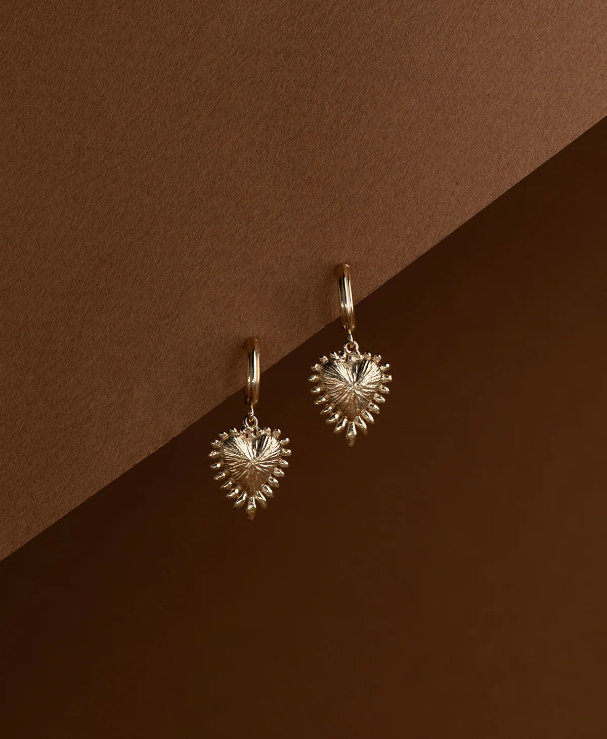Mini Heart Rays Earrings | 22k Gold Vermeil