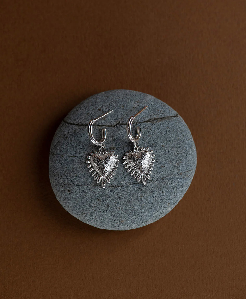 Mini Heart Rays Earrings | Sterling Silver