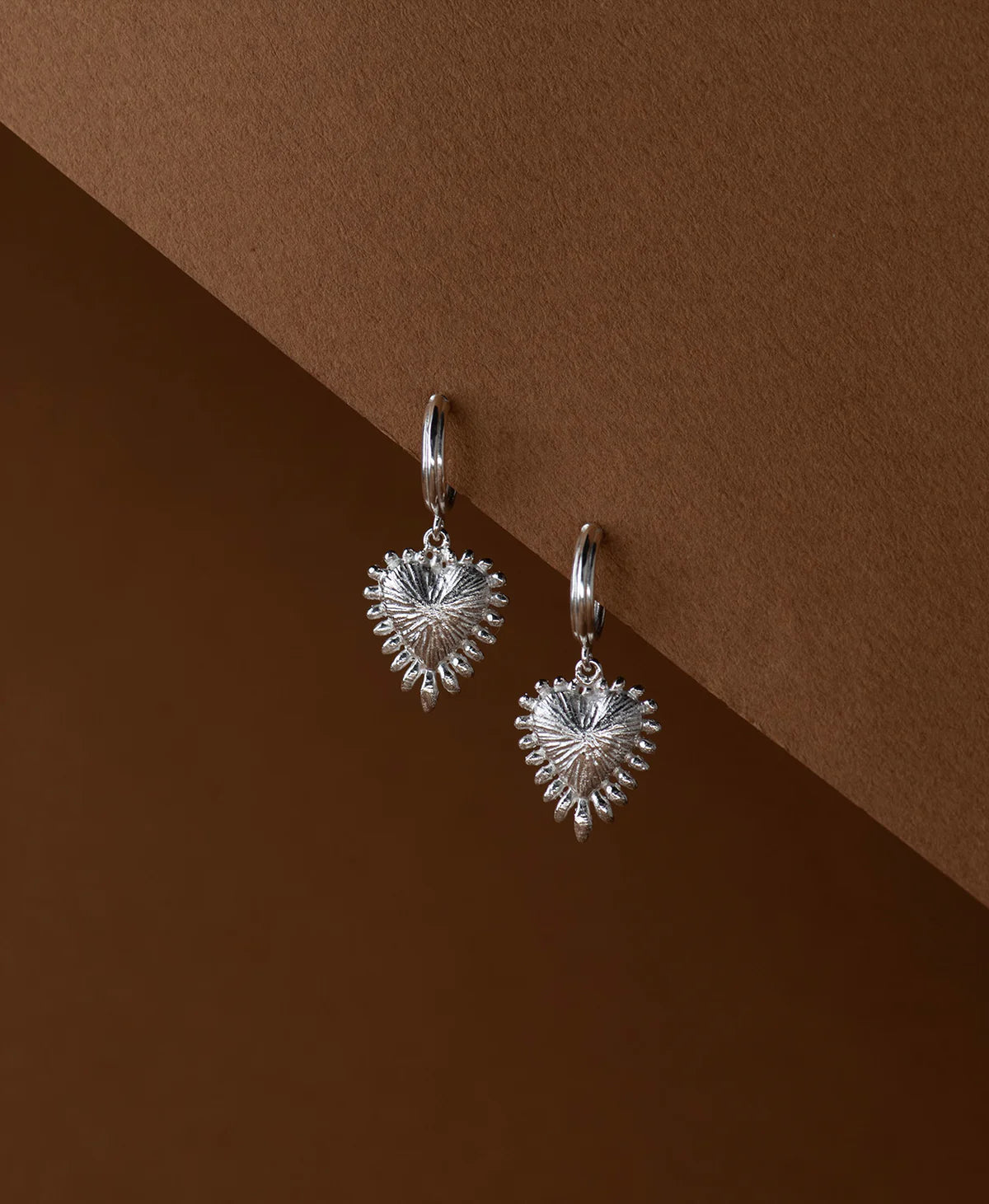 Mini Heart Rays Earrings | Sterling Silver