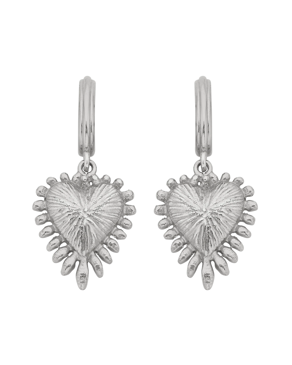 Mini Heart Rays Earrings | Sterling Silver