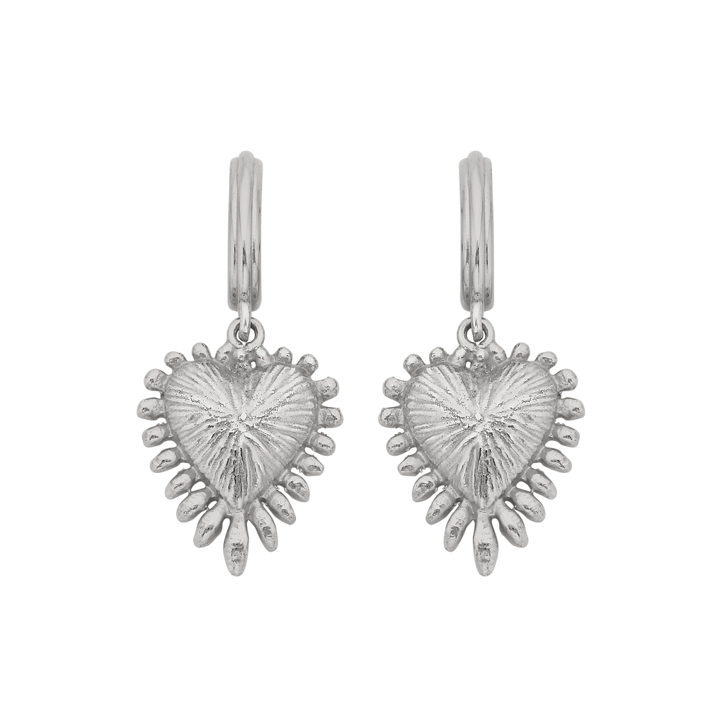 Mini Heart Rays Earrings | Sterling Silver