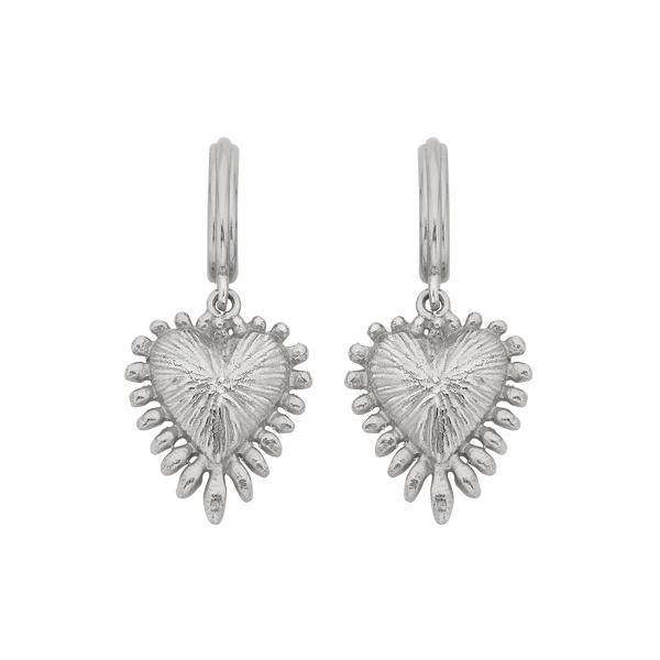 Mini Heart Rays Earrings | Sterling Silver