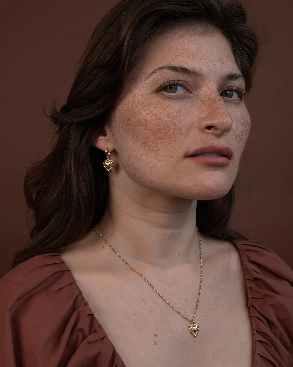 Mini Heart Ray Necklace | 22k Gold Vermeil