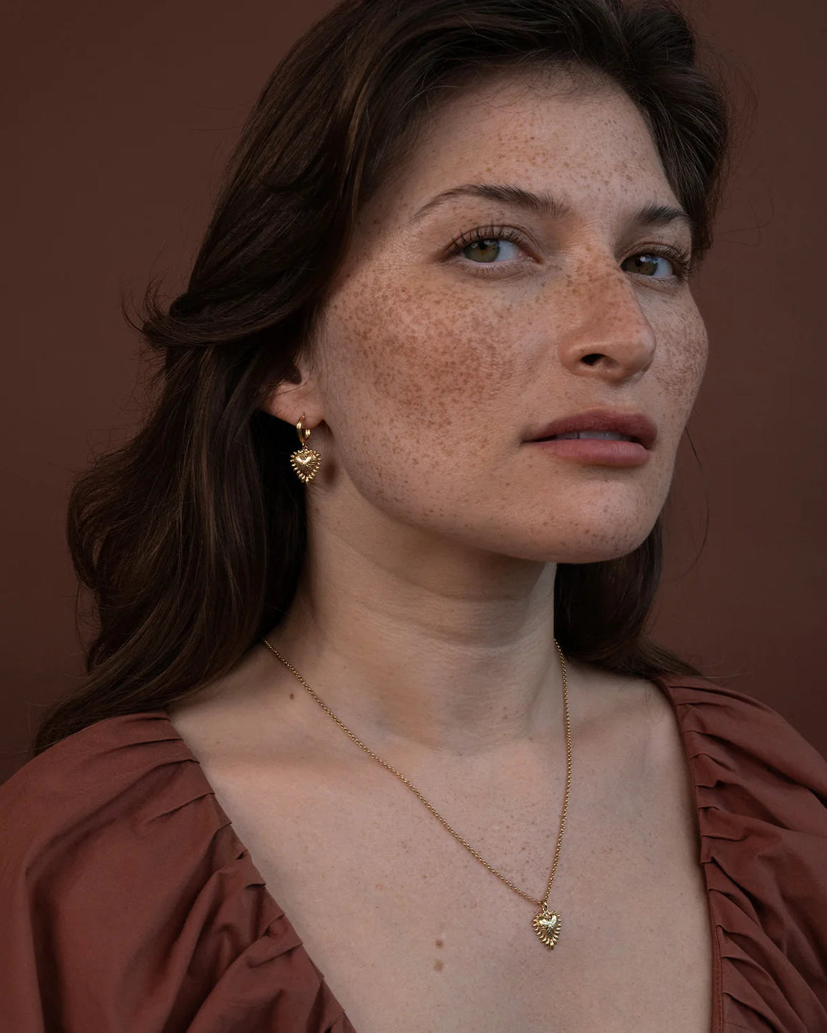 Mini Heart Ray Necklace | 22k Gold Vermeil