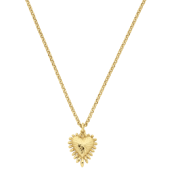 Mini Heart Ray Necklace | 22k Gold Vermeil