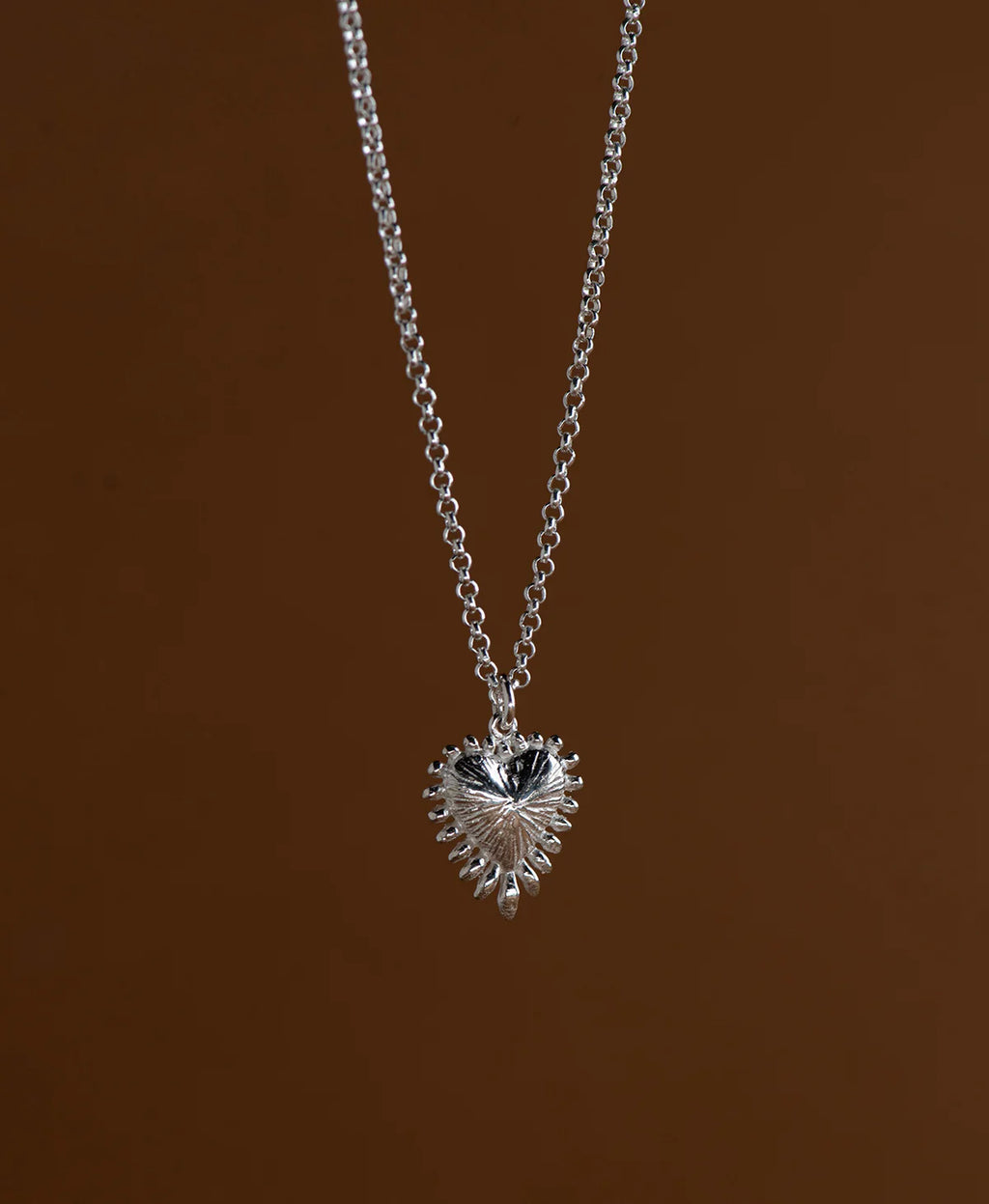 Mini Heart Ray Necklace | Sterling Silver