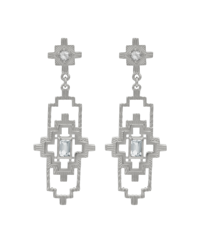 Munay Earrings | Sterling Silver | Aquamarine & White Zircon