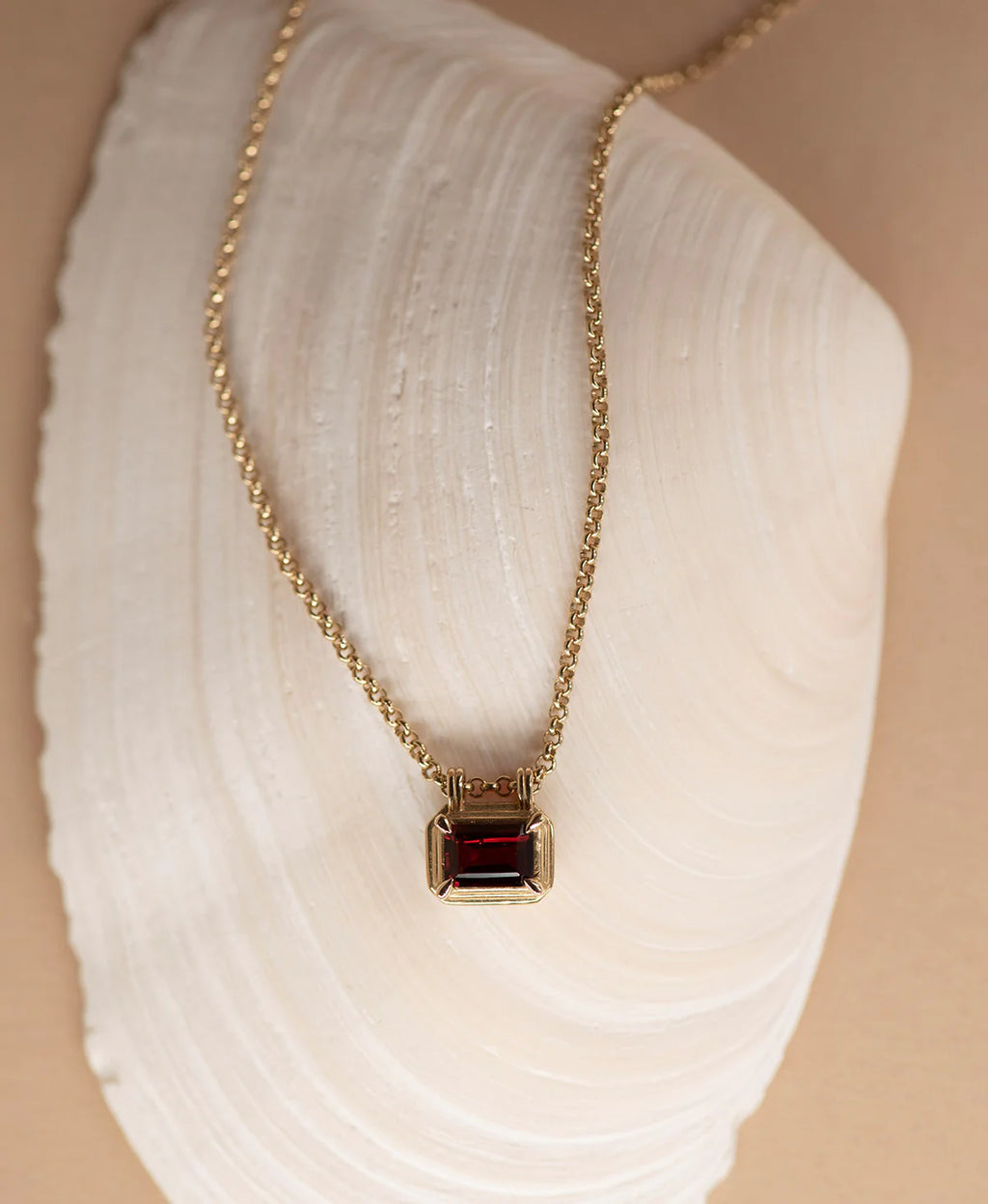 Naia Necklace |22k Gold Vermeil with Rhodolite Garnet