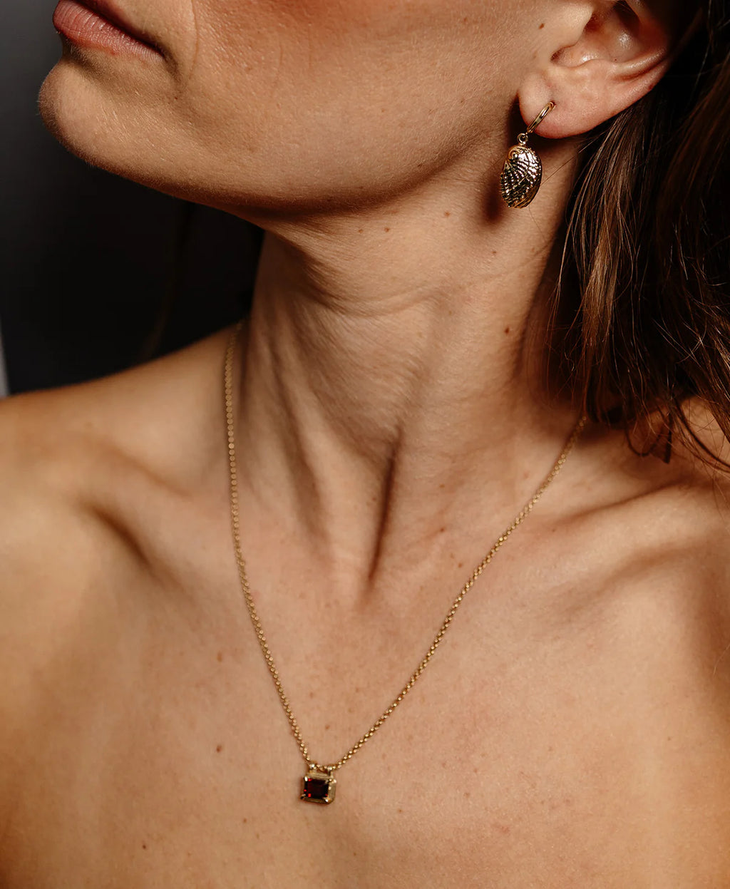 Naia Necklace |22k Gold Vermeil with Rhodolite Garnet