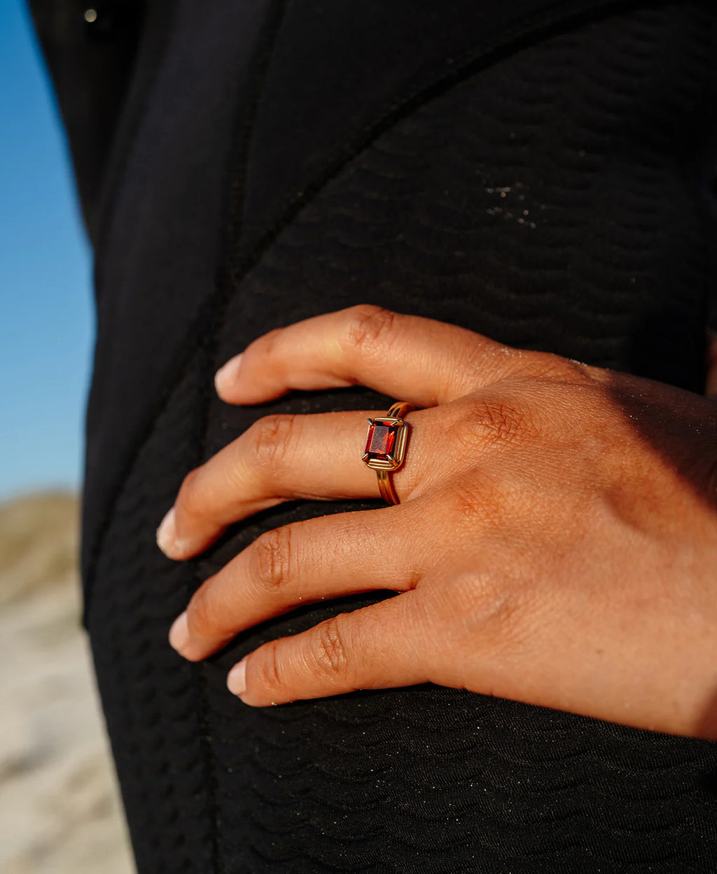 Naia Ring | 22k Gold Vermeil with Rhodolite Garnet