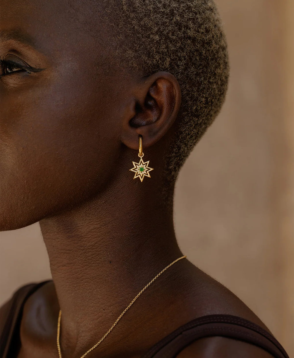 Nora Hoops | 22K Gold Vermeil | Chrome Diopside