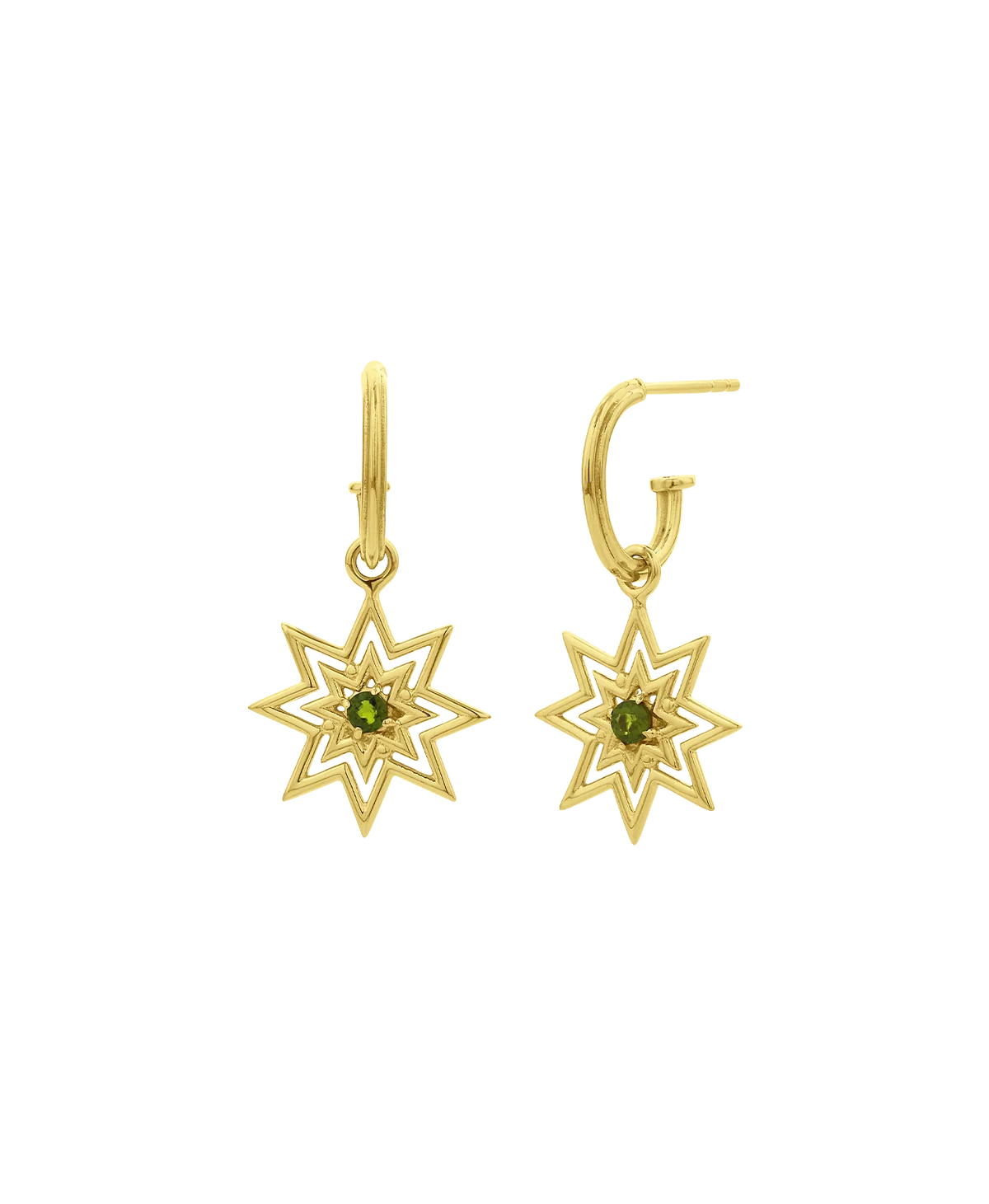 Nora Hoops | 22K Gold Vermeil | Chrome Diopside