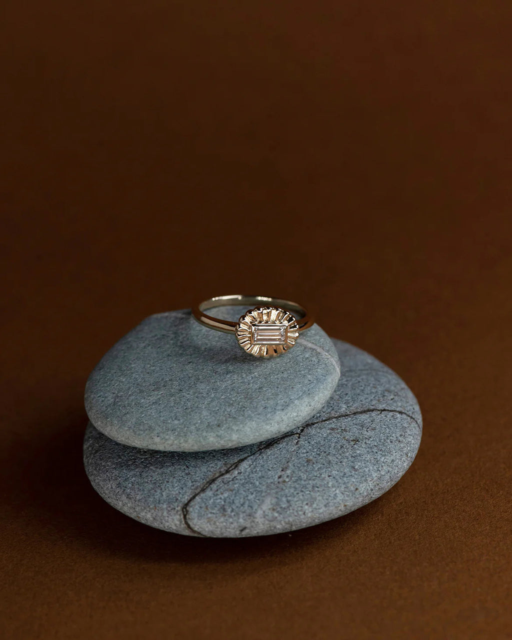 Odette Ring | 22k Gold Plate with Baguette White Topaz