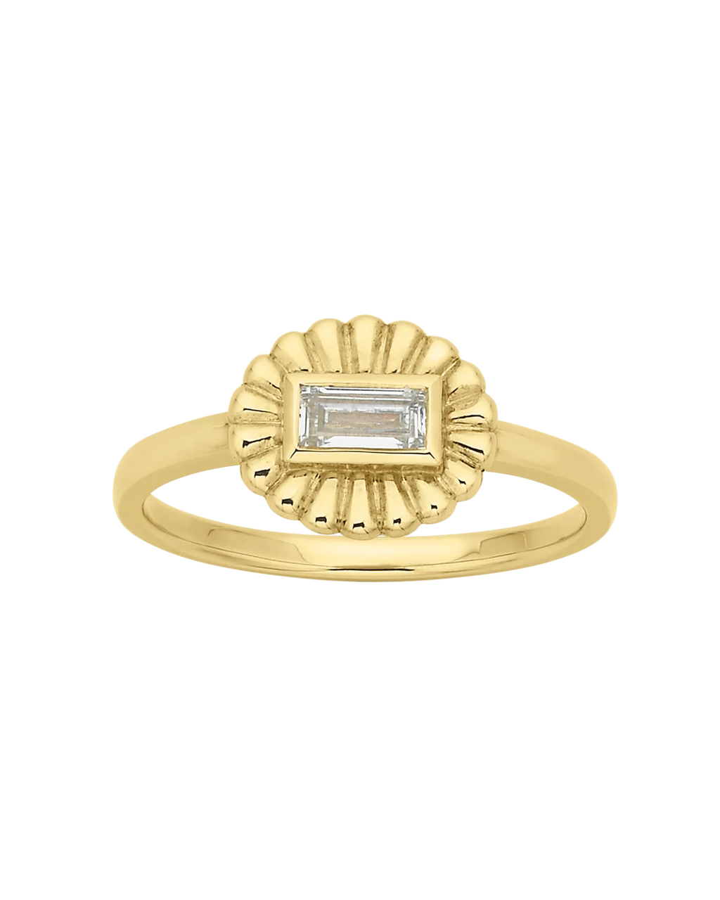 Odette Ring | 22k Gold Plate with Baguette White Topaz