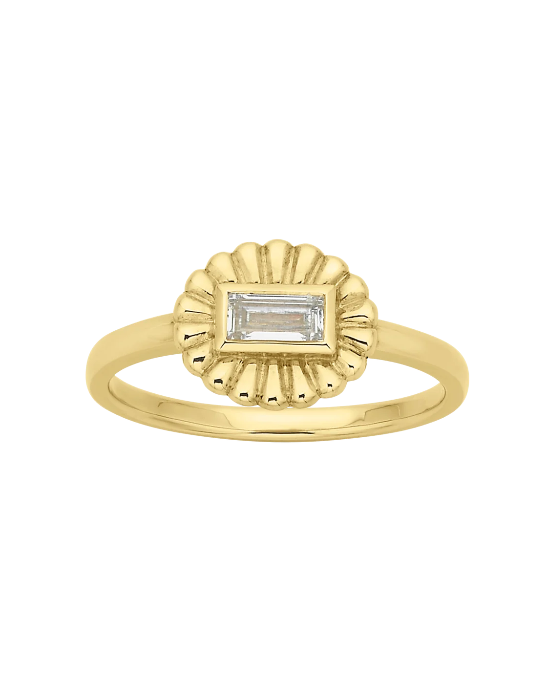 Odette Ring | 22k Gold Plate with Baguette White Topaz