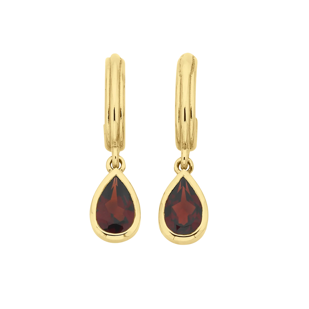 Ophelia Hoops | 22k Gold Vermeil with Pear Garnet