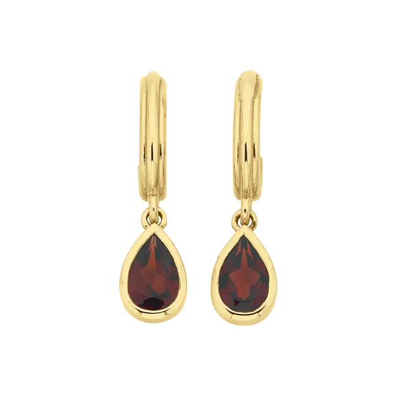 Ophelia Hoops | 22k Gold Vermeil with Pear Garnet