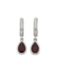 Ophelia Hoops | Sterling Silver with Pear Garnet