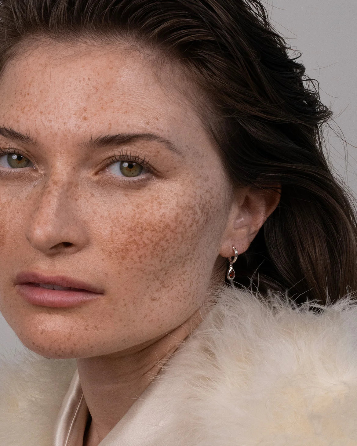 Ophelia Hoops | Sterling Silver with Pear Garnet