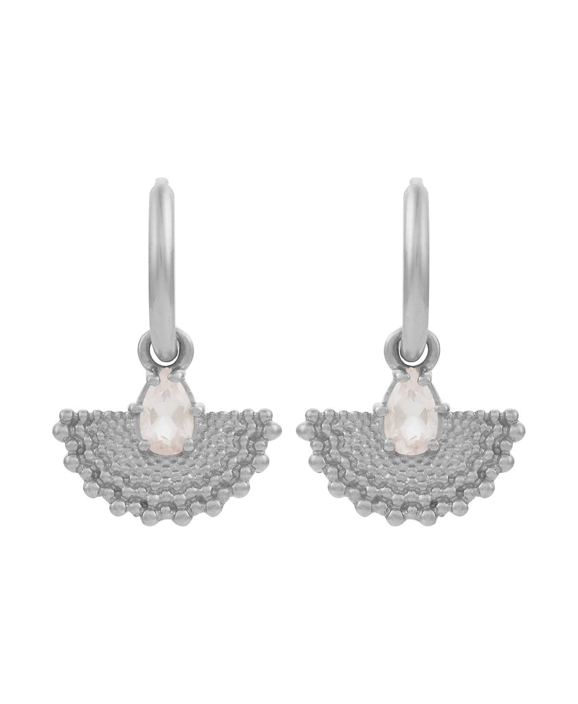 Petal Earrings with Rose Quartz | Sterling Silver