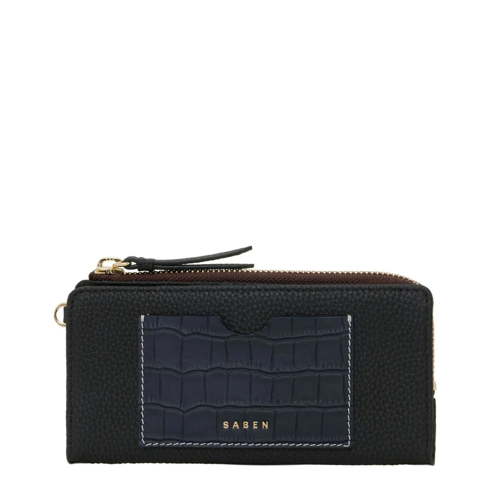 Willa Wallet | Black + Croc