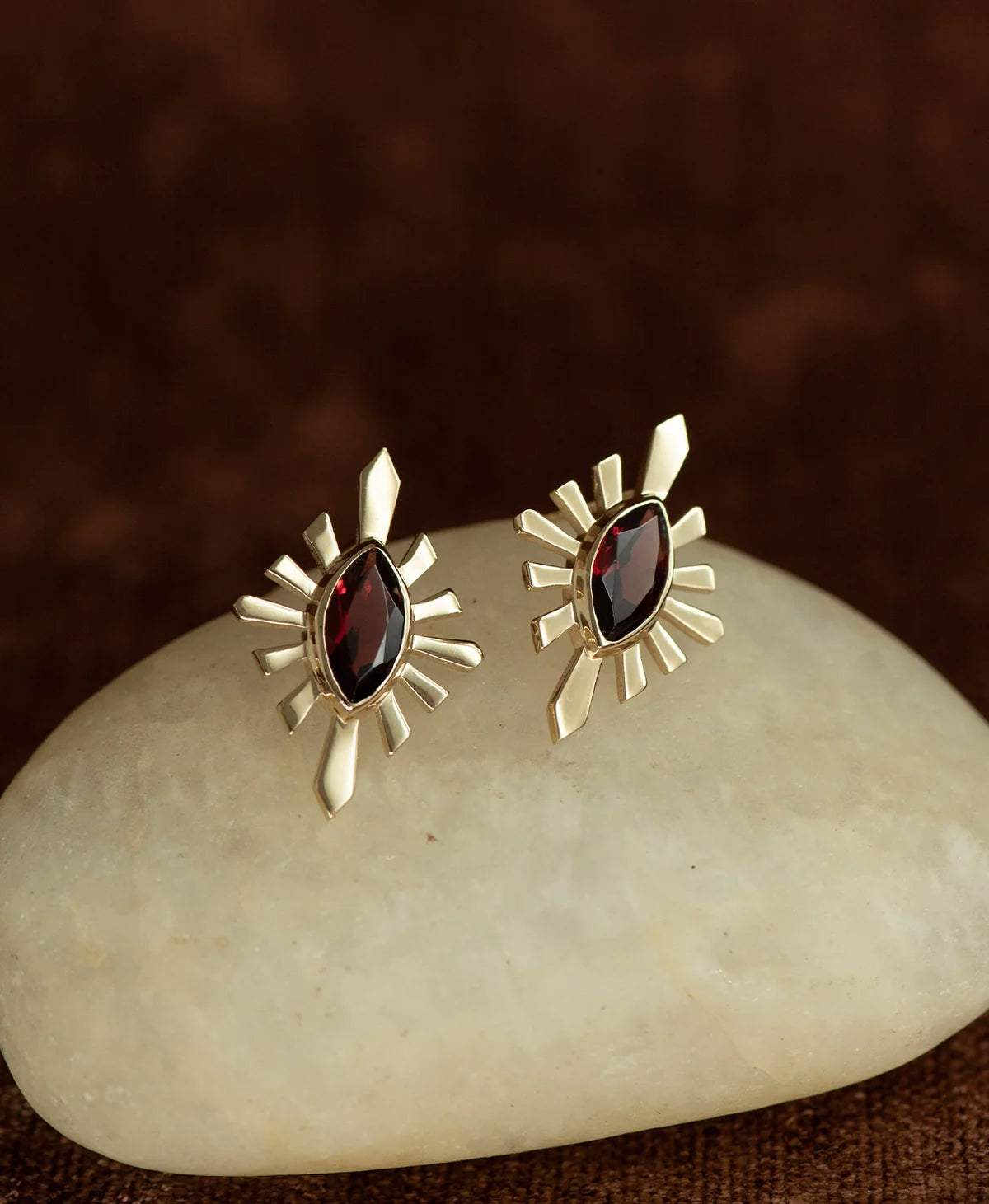 Sister Stud | 22k Gold Vermeil | Rhodolite Garnet