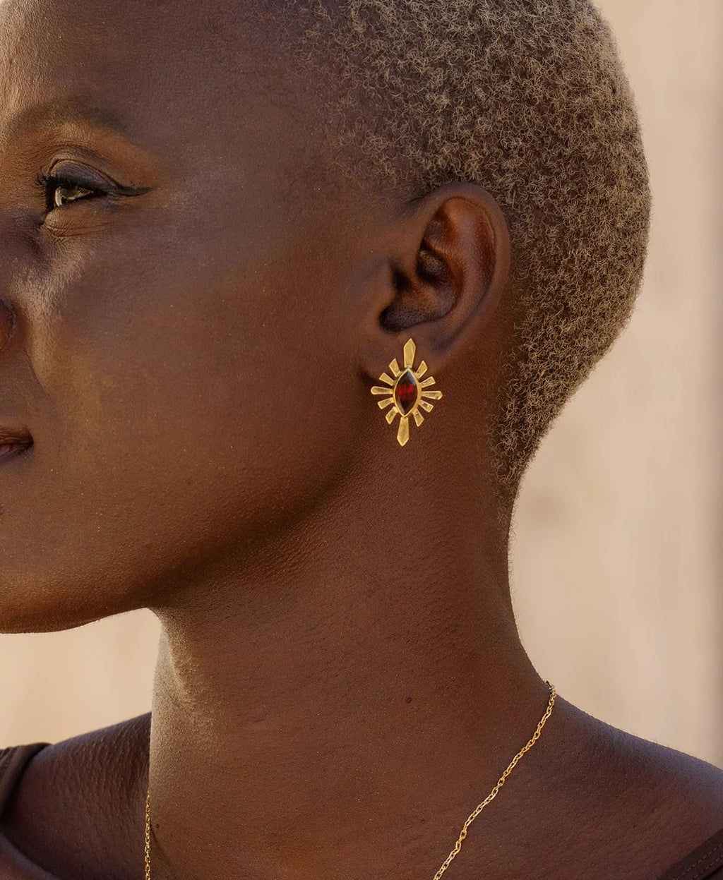 Sister Stud | 22k Gold Vermeil | Rhodolite Garnet