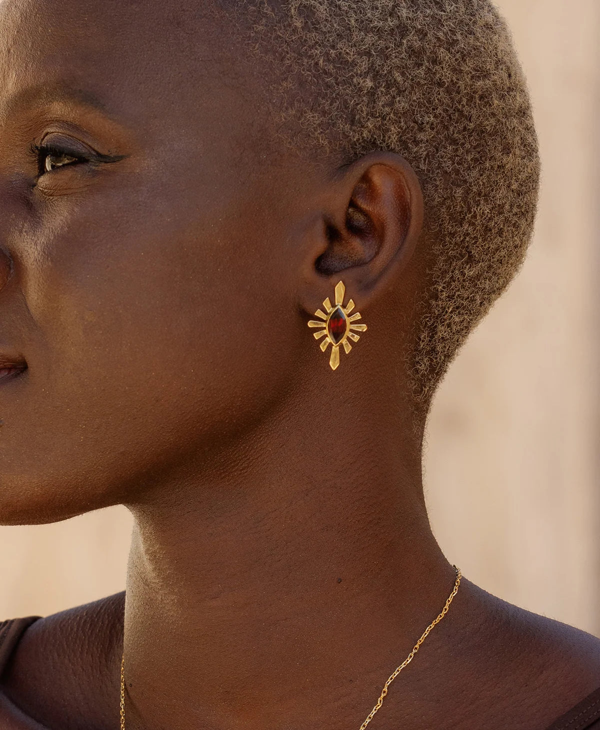 Sister Stud | 22k Gold Vermeil | Rhodolite Garnet