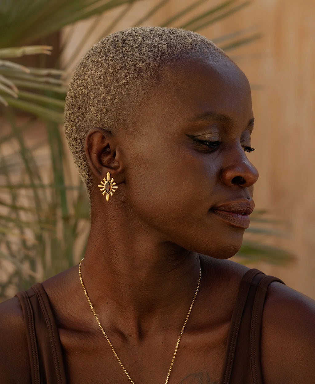 Sister Stud | 22k Gold Vermeil | Rhodolite Garnet