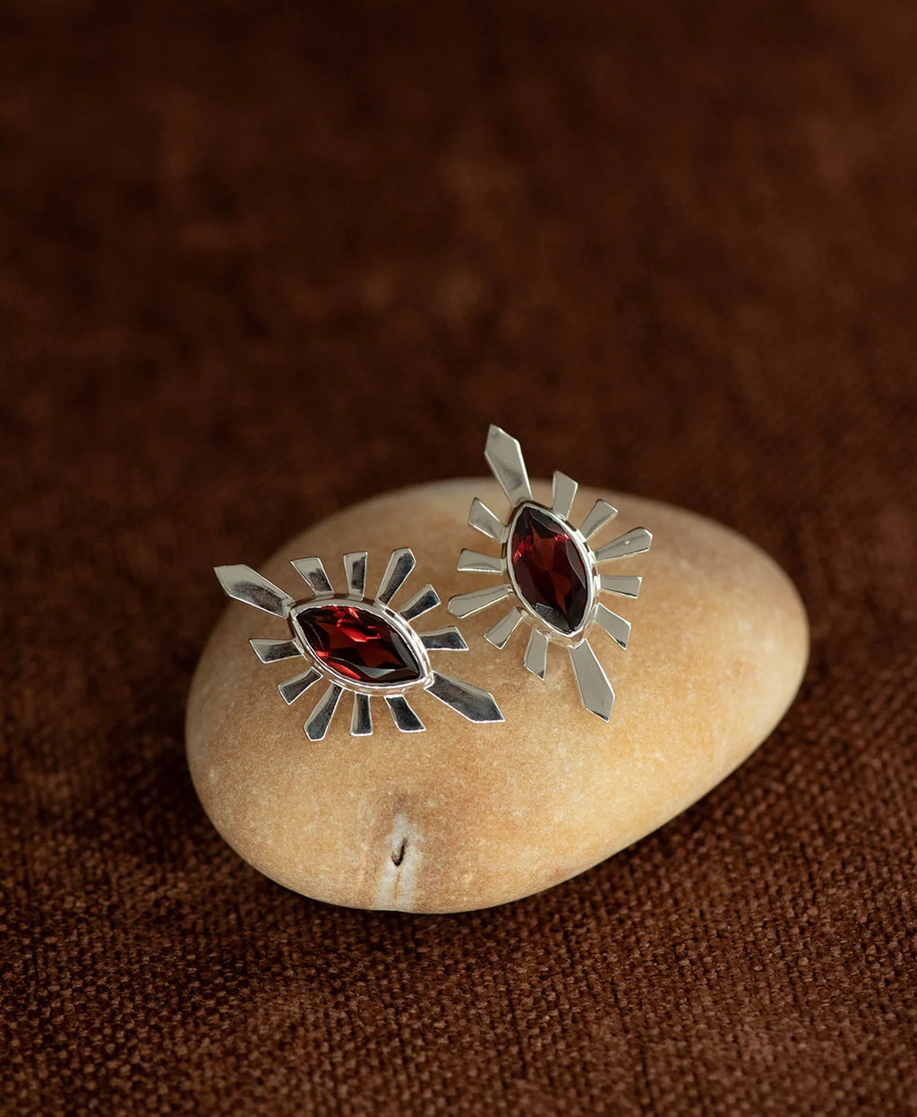Sister Stud | 925 Sterling Silver | Rhodolite Garnet