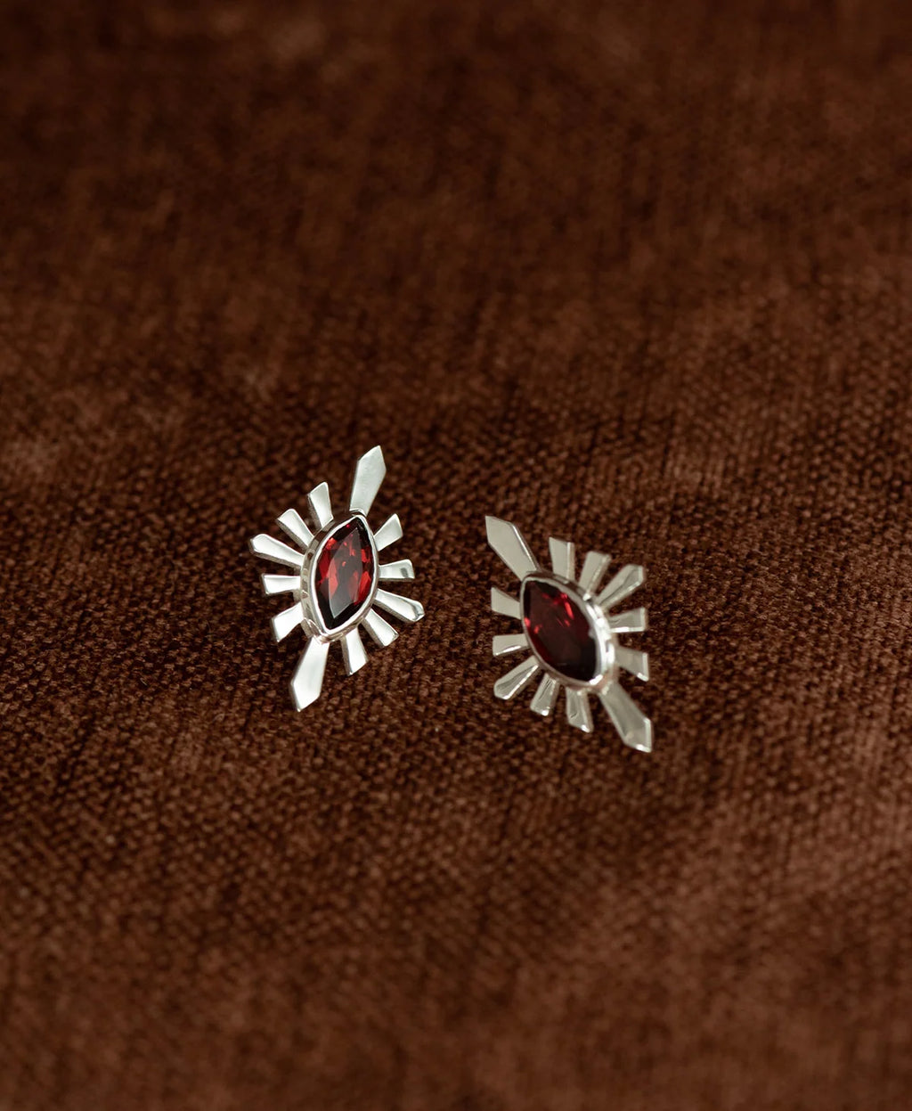 Sister Stud | 925 Sterling Silver | Rhodolite Garnet