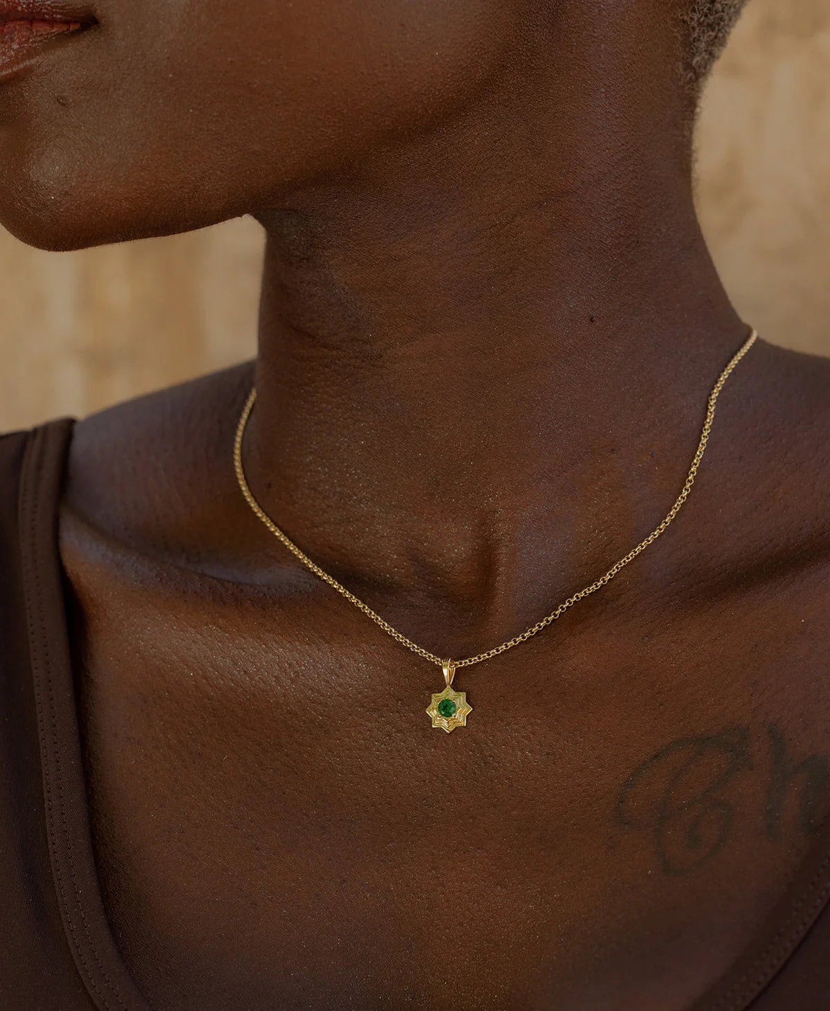 Sitara Necklace | 22k Gold Vermeil | Chrome Diopside