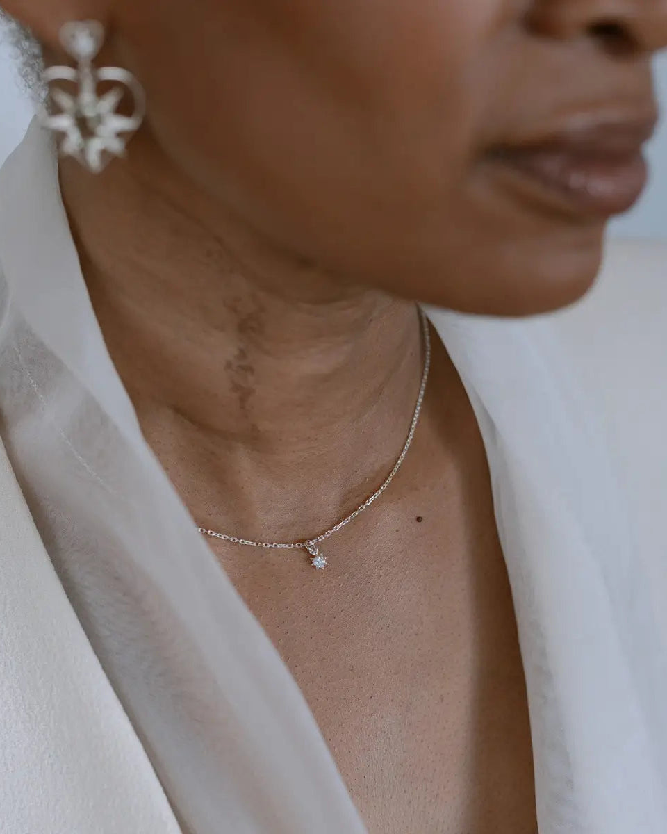 Stella Necklace | Sterling Silver | White Zircon