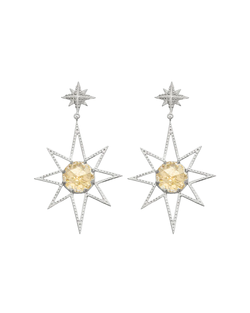 Sunburst Earrings | Sterling Silver & Lemon Quartz