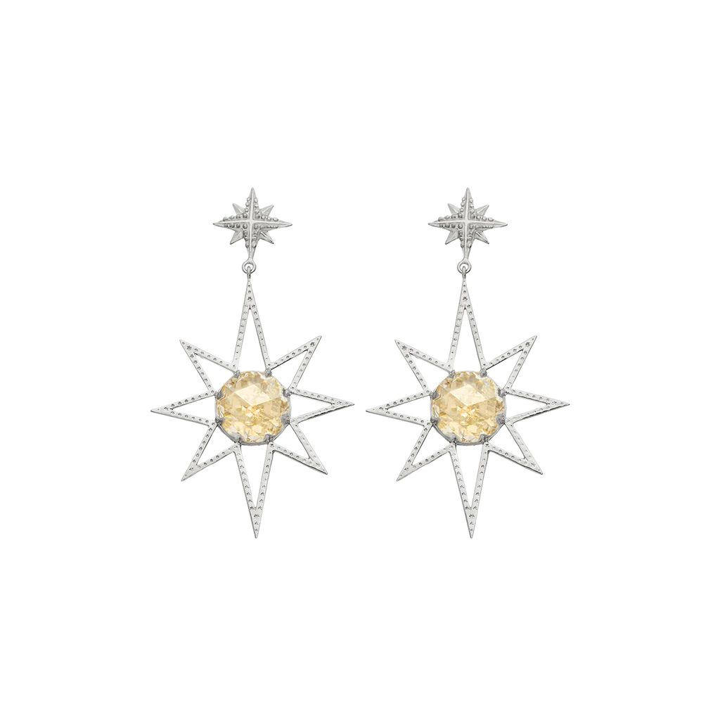 Sunburst Earrings | Sterling Silver & Lemon Quartz