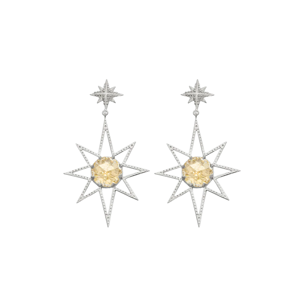 Sunburst Earrings | Sterling Silver & Lemon Quartz