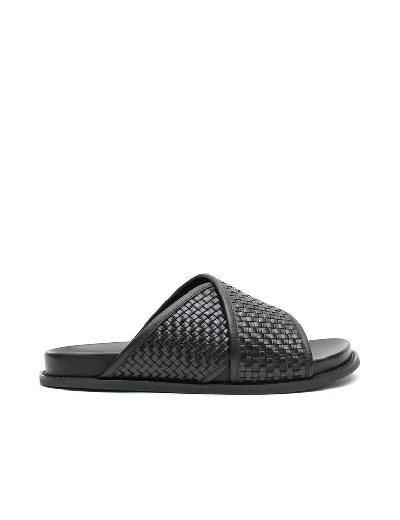Woven Crossover Slide | Black